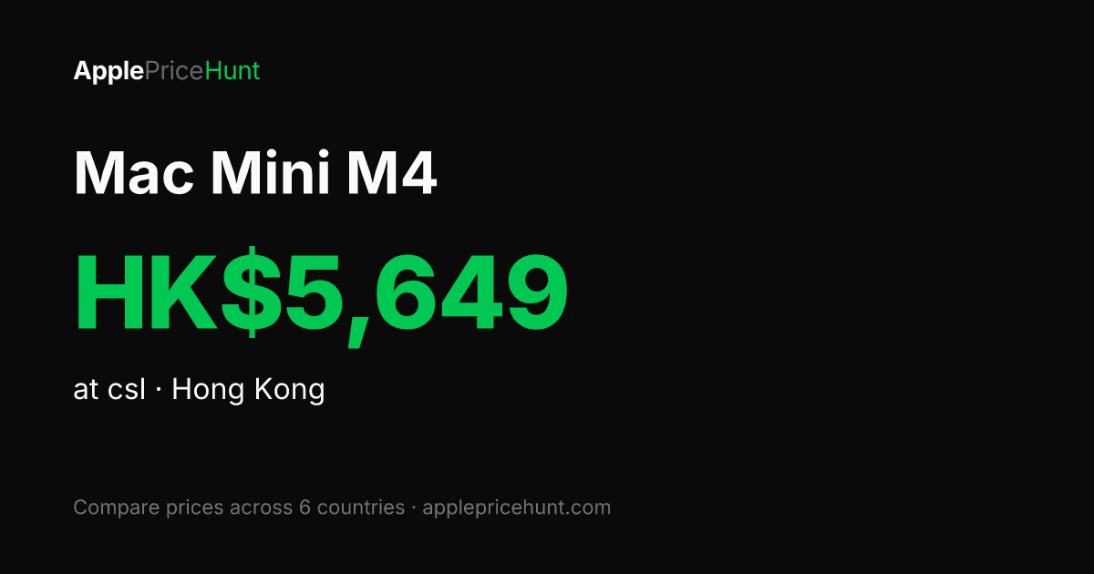 Mac Mini M4 16GB/256GB (Silver) Price in Hong Kong 2026