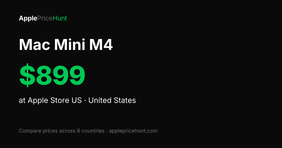 Mac Mini M4 Price USA 2026 - $799 + State Tax (0-10.25%)